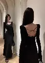 Robe Dos Nu Femme, Manches Sulf, Bandage Élégant