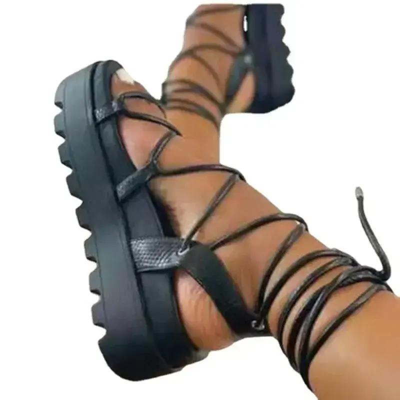 Sandales à Talons Inclinés et Fond épais pour Femmes, Nouveau Style