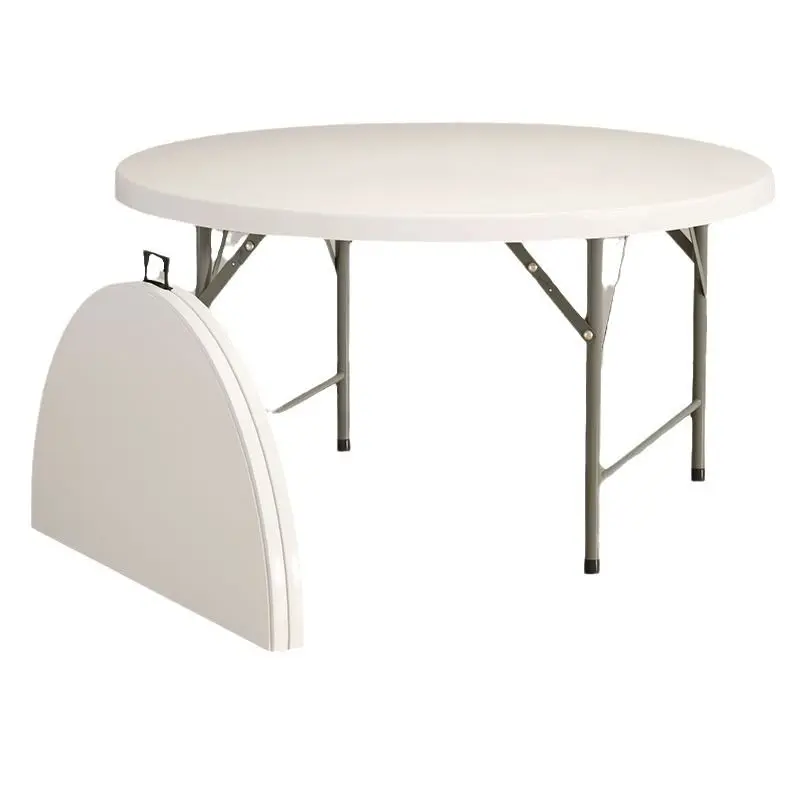 Table Pliante Ronde Portable de 48 Pouces avec Poignée de Transport en Plastique