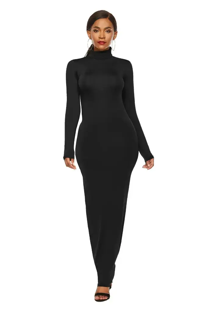 Robe Longue Slim pour Femmes, Couleur Unique