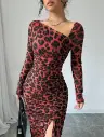 Robe de Soirée Sexy Imprimé Léopard pour Femmes