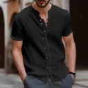Polo à Manches Courtes sans Col pour Hommes