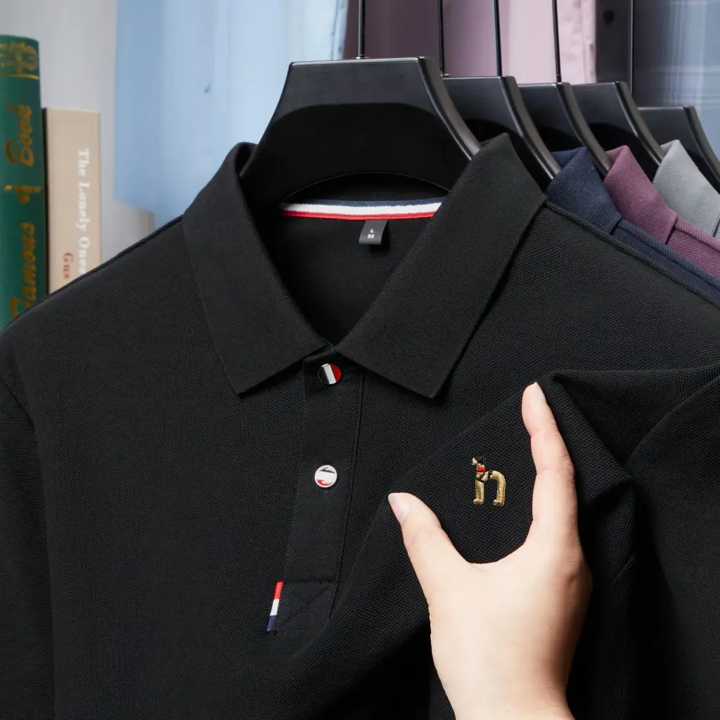 Polo à Manches Courtes pour Hommes (Noir, M)