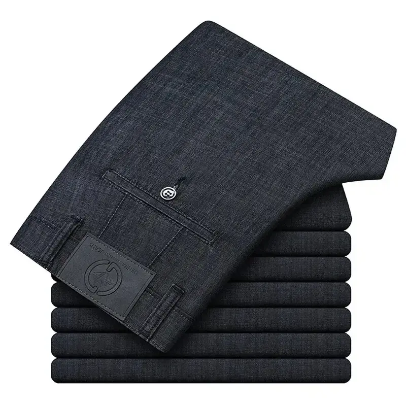 Jean Droit Noir Fin pour Homme, Tissu Modal