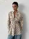 Clacive Vintage Ample Marron Rayure Femmes