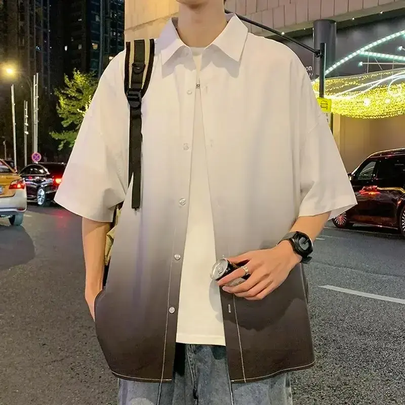 Chemise à Manches Courtes en Soie pour Hommes