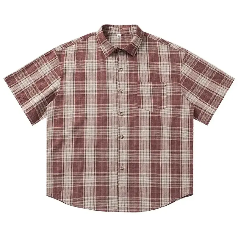 Chemises à Carreaux pour Homme & Femme, Col Rabattu