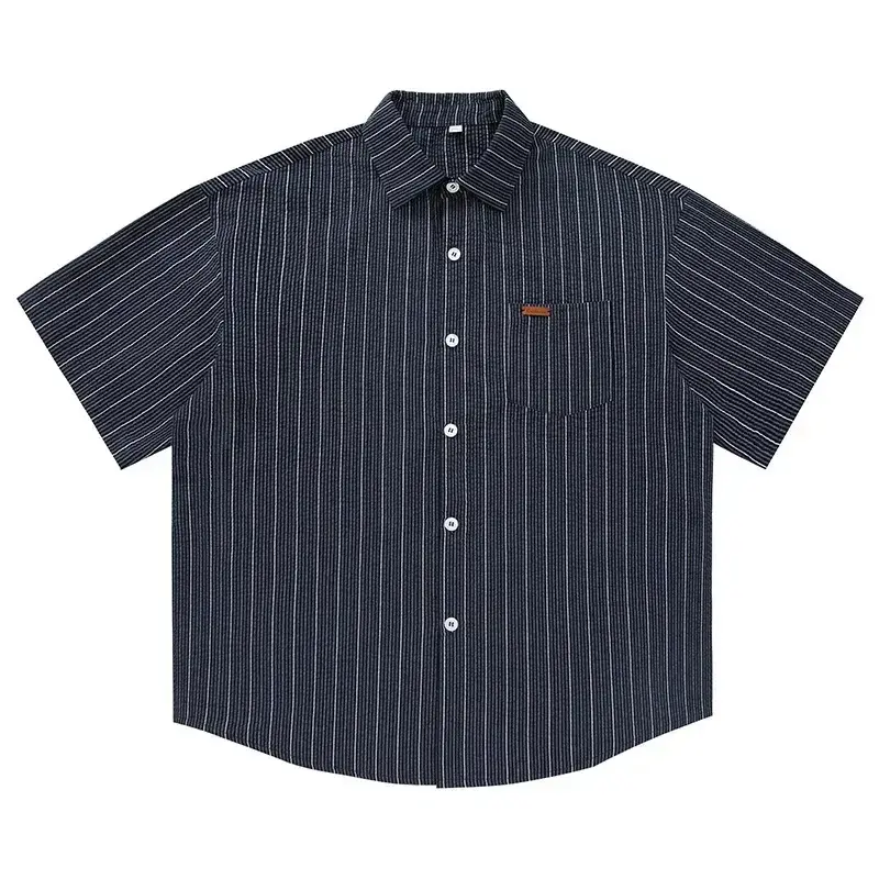 Chemises Baggy Décontractées pour Couples (Bleu marine, M)