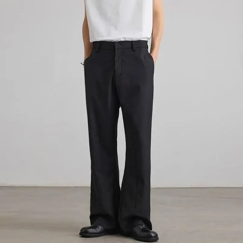 Pantalon évasé, Jambe Droite, Couleur Unie, Mode Mâle, Bas