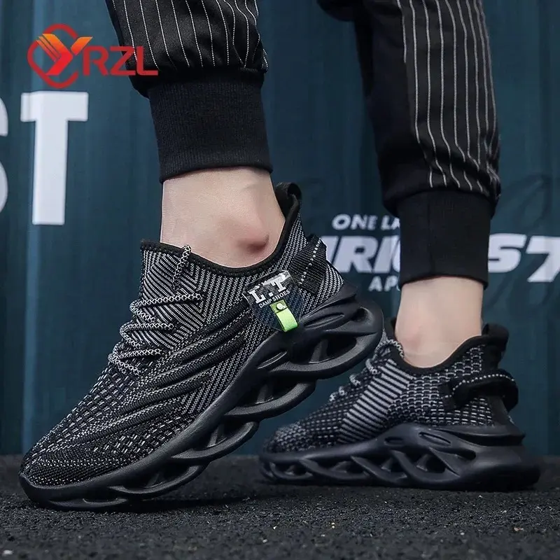 YRZL Hommes Chaussures de Sport, Course, Noir, Jogging