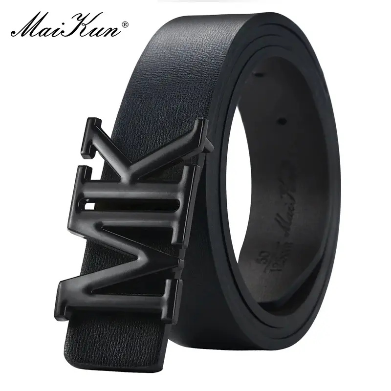 Maikun Ceinture Réversible en Cuir PU pour Homme avec Boucle