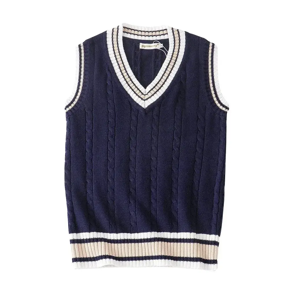 Pull gilet hommes épaissir col en v sans manches tricoté