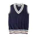 Pull gilet hommes épaissir col en v sans manches tricoté