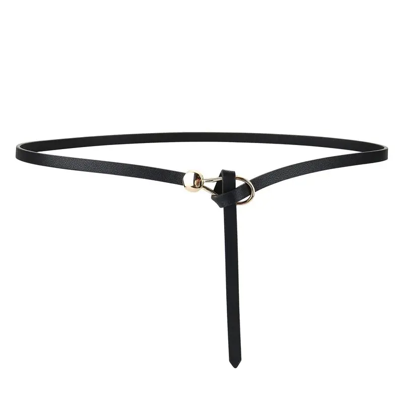 Ceinture Femmes en Cuir Véritable pour Robes, Ceintures Réglables (Noir)