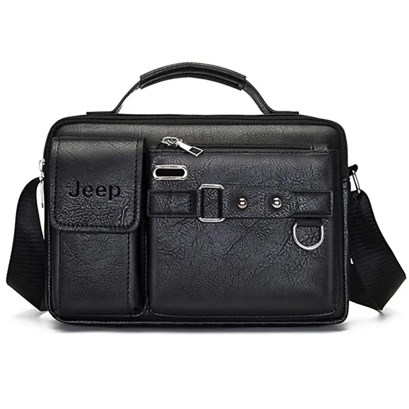 JEEP BULUO Sacs à Main d'Affaires Multifonctions Hommes Nouveaux Sacs à Bandoulière (Noir)