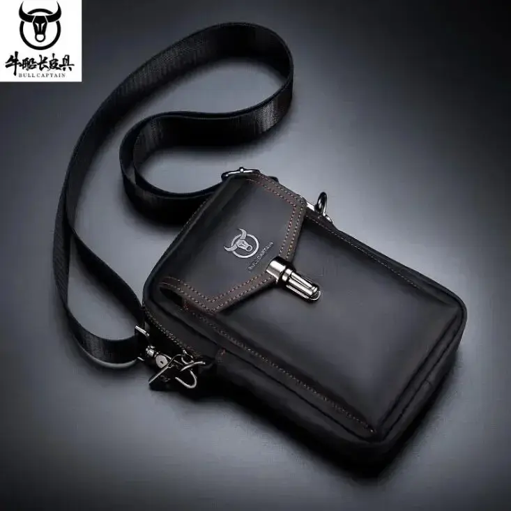 Elin-Sac en Cuir de Cheval pour Homme, Sac de Téléphone Portable Multifonctionnel