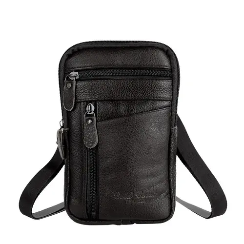 Sac de Taille en Cuir pour Hommes, Petit Sac à Bandoulière 