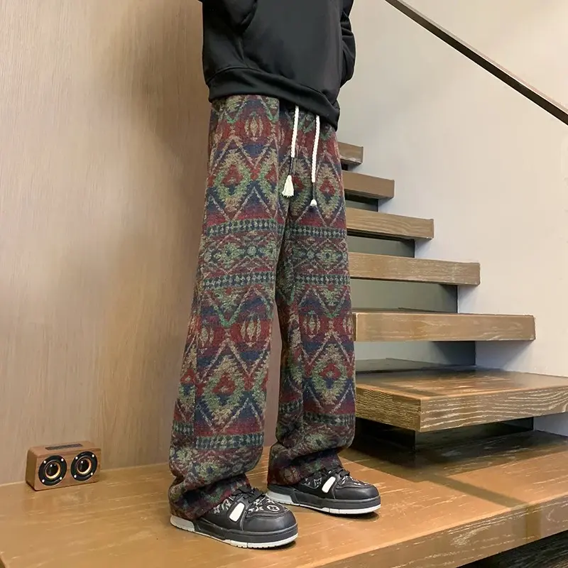 Pantalon Vintage à Jambes Larges pour Homme