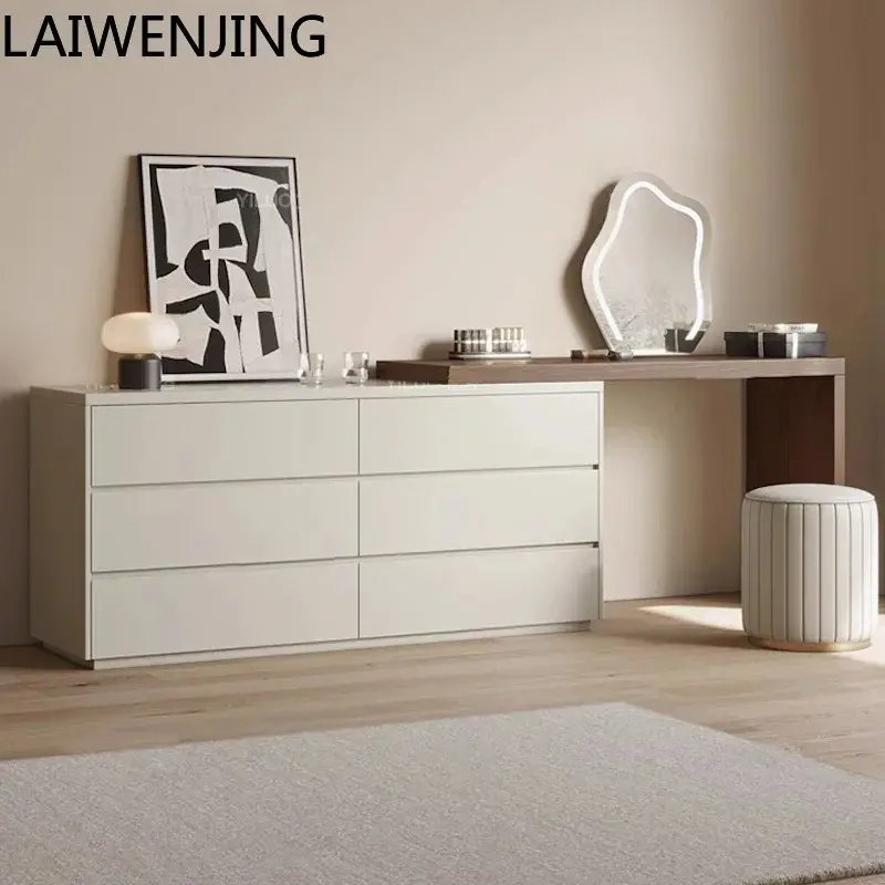 Commode SGF en Bois Massif, Armoire de Poitrine Intégrée, Table de Maquillage Intégrée de Rangement Moderne Simple