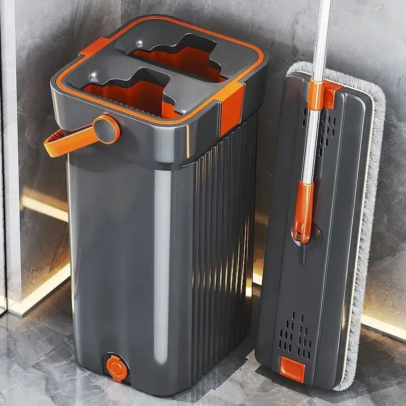 Nettoyeur de Raclette de Sol Plat Mains Libres, Vadrouilles Multifonctions en Micro-Carence pour la Maison