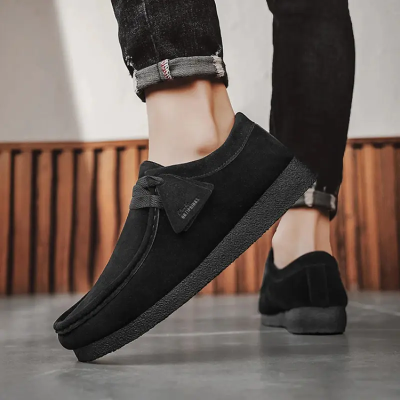 Mocassins De luxe en cuir suédé pour hommes épaissir semelle souple, chaussures décontractées 