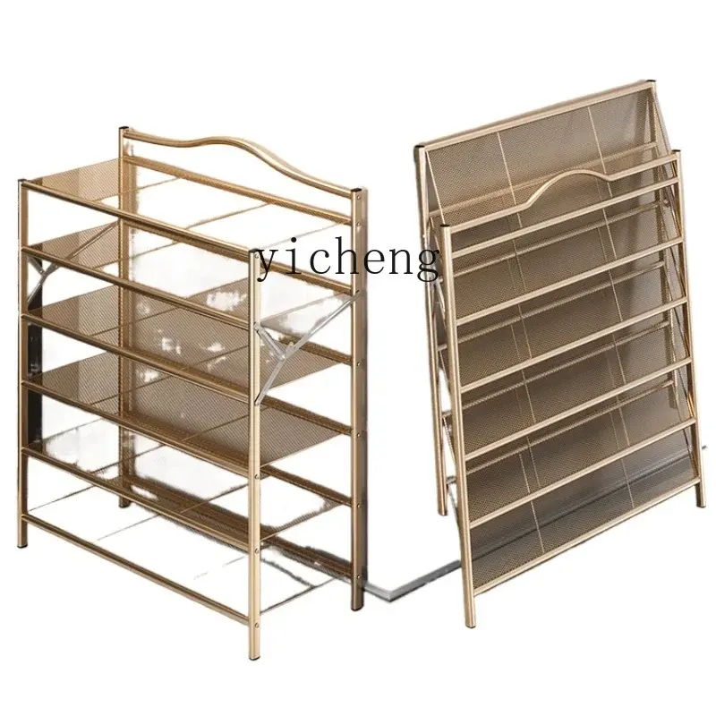 ZK-Meuble à Chaussures Pliable en Acier Inoxydable T1, Sans Installation, Simple, Rangement Multicouche en Fer