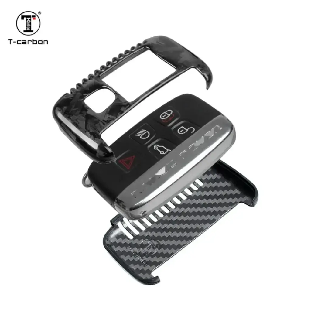 Étui de clé de voiture en fibre de carbone pour Land Rover et Jaguar T-carbon, coque de clé, accessoires d'intérieur