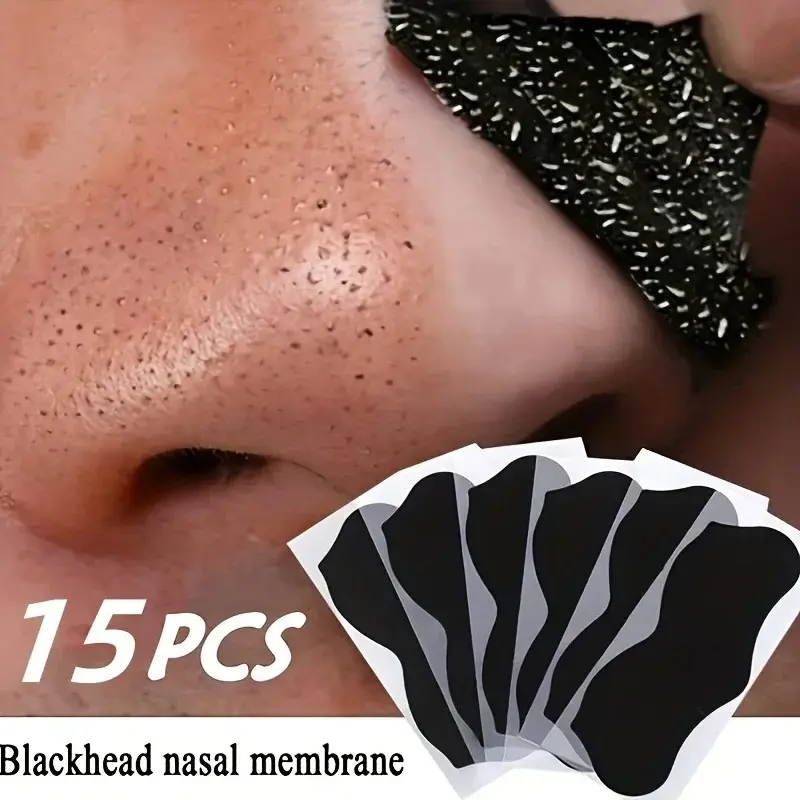 Lot de 15 Bandes Nasales Anti-Points Noirs pour un Nettoyage en Profondeur des Points Nasaux, Autocollants pour le Visage, Masque Nasal pour L'acné et les Points Noirs-
