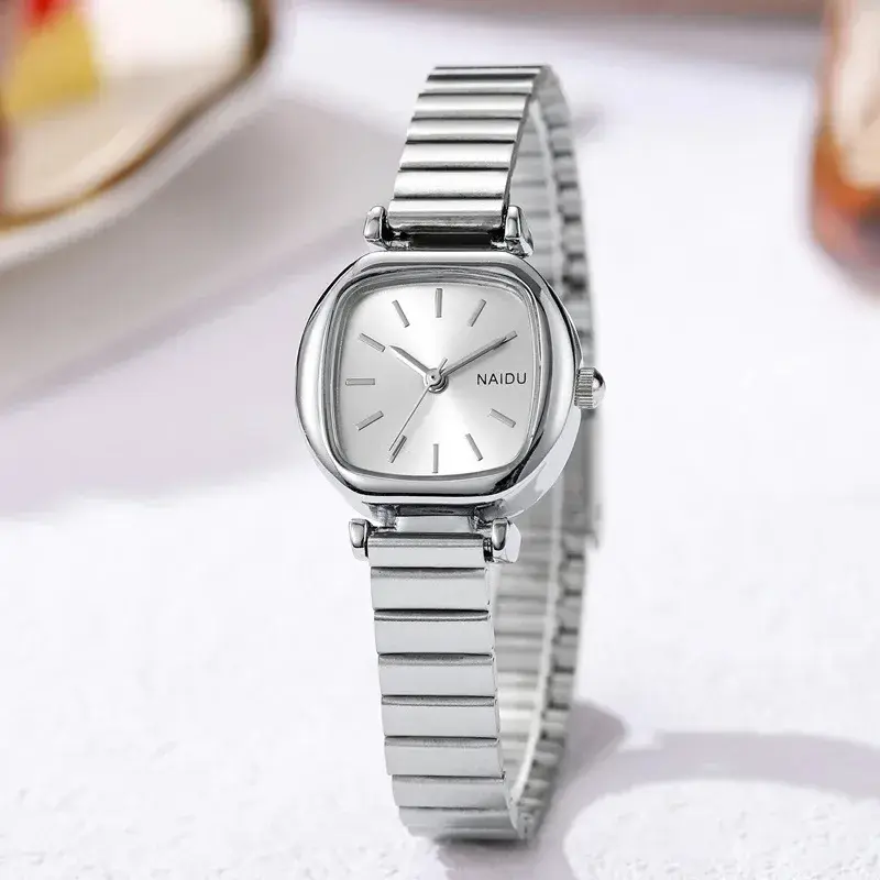 Marque Petites Montres Carrées pour Femmes Bracelet en Acier Inoxydable, Réglable Montres à Quartz pour Femmes