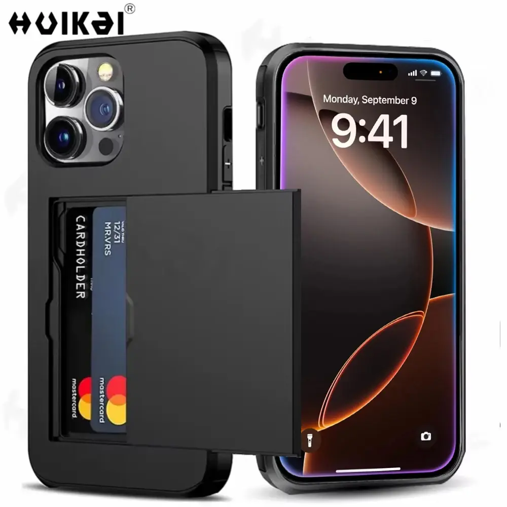 Coque de Protection Rigide Mince avec Fente Market, Porte-Cartes, Housses de Protection RapDuty, Portefeuille, iPhone 16 Pro Max, iPhone 16 Plus, iPhone 15 Pro, iPhone 14, iPhone 13, iPhone 12, iPhone 11