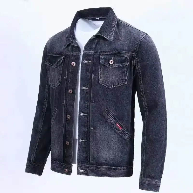 Veste de Cowboy Rétro, Belle Veste de Travail de marque tendance pour hommes, Version Coréenne, Coupe Cintrée (Noir, M)