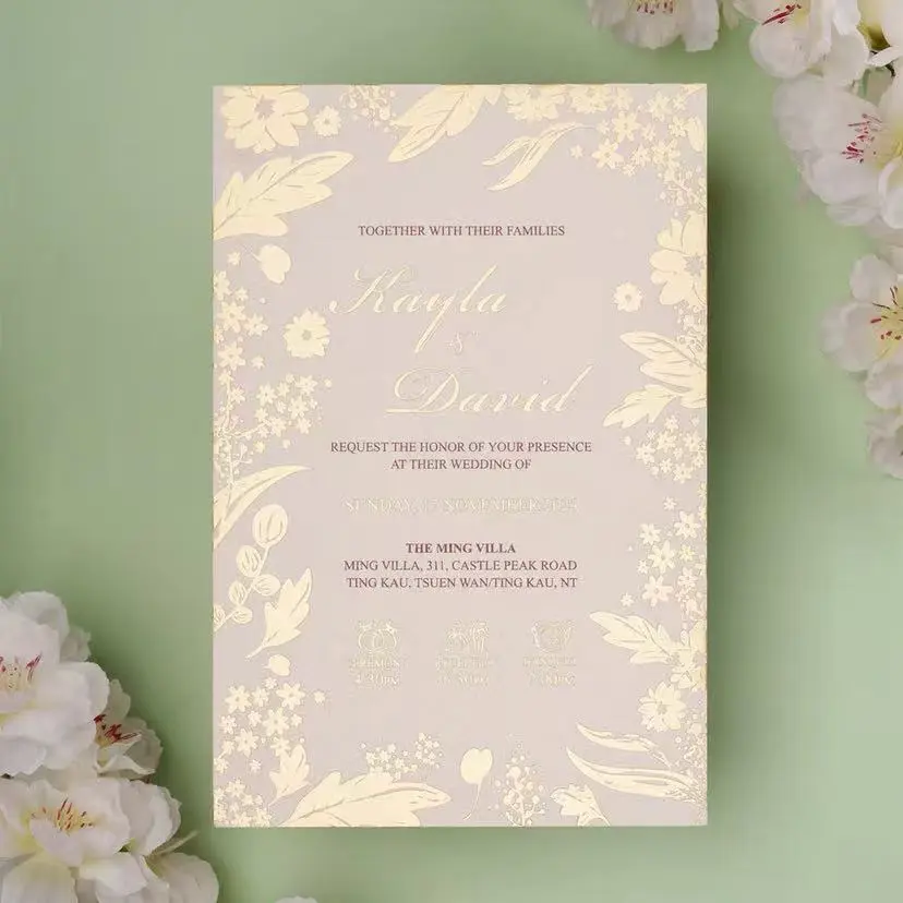 Faire-part de mariage , haute qualité , Impression dorée et Noir