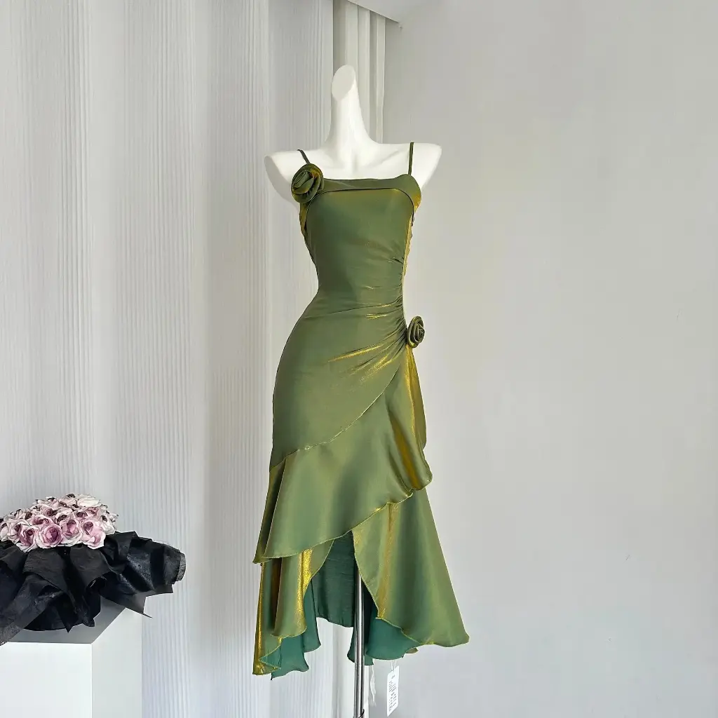 Robe Vintage Française pour Femmes, Frocs à Bretelles Spaghetti