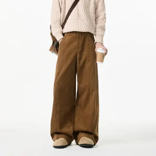 Pantalon en Velours Côtelé pour Hommes, Mode Rétro Marron