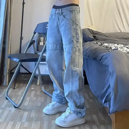 Jeans à Jambes Larges pour Hommes, élégant