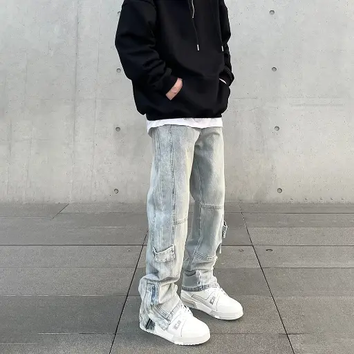 Jeans évasés Zippés Décontractés pour Hommes