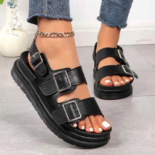 Sandales Confortables en Cuir Souple pour Femmes