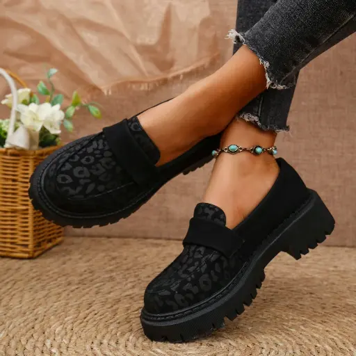 Mocassins à Plateforme de Style Britannique pour Femmes