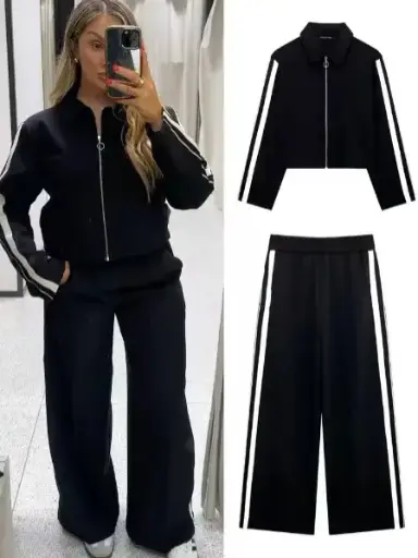 Veste Courte de Dehors et Pantalon Baggy pour Femme