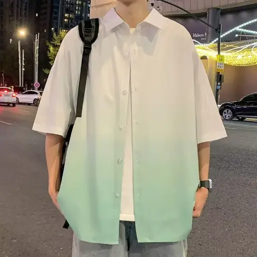 Chemise à Manches Courtes en Soie pour Hommes
