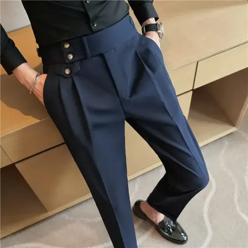 Pantalon Hommes Taille Haute, Ceinture Conception Décontracté