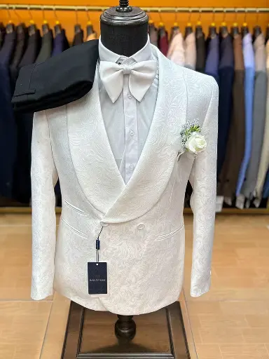 Costume Smoking Élégant Jacquard Coupe Ajustée pour Homme