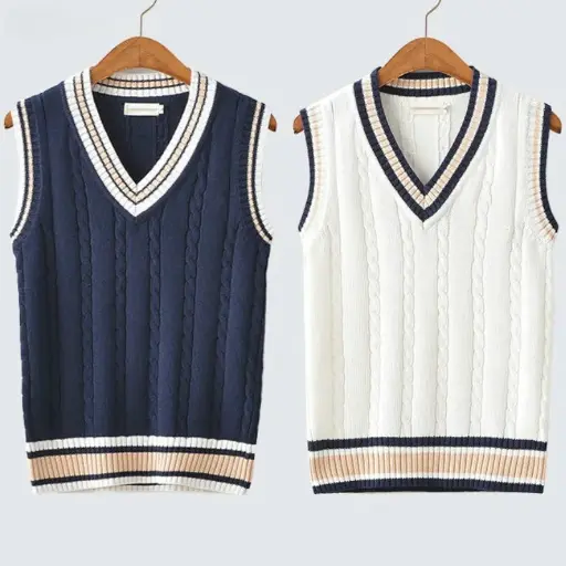 Pull gilet hommes épaissir col en v sans manches tricoté