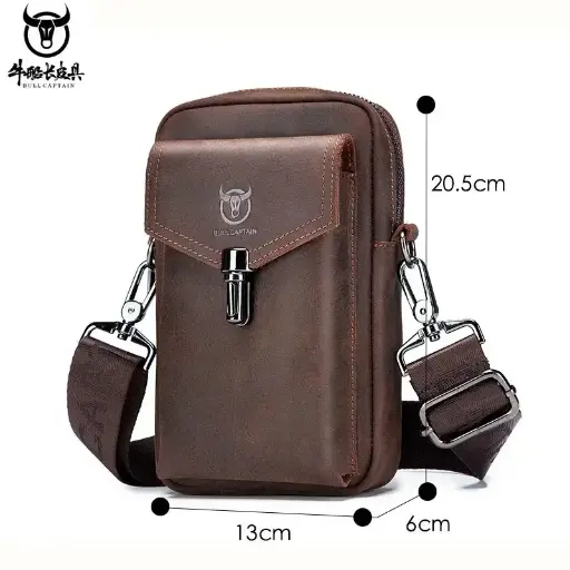 Elin-Sac en Cuir de Cheval pour Homme, Sac de Téléphone Portable Multifonctionnel