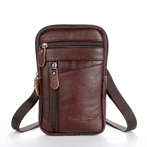 Sac de Taille en Cuir pour Hommes, Petit Sac à Bandoulière 