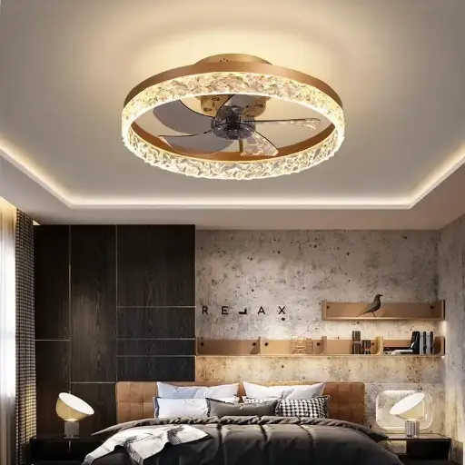 Lampe Led nordique avec ventilateur de plafond, 6 vitesses, avec télécommande, pour chambre à coucher