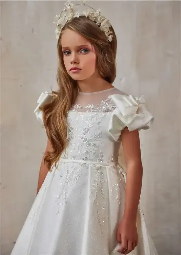 Robe à Fleurs en Satin pour Filles