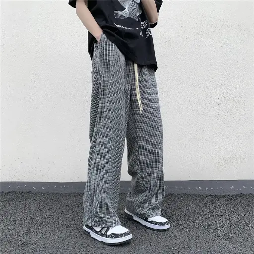 Pantalons à Carreaux pour Hommes, Amples, Décontractés